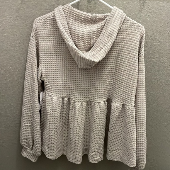 Gray Waffle Knit Hoodie SO - Picture 2 of 13